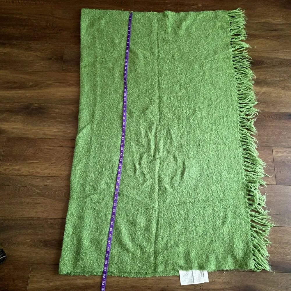 IKEA Throw Blanket 51x67 Mohair Blend Green Fringe Ritva 001.516.97 SOFT